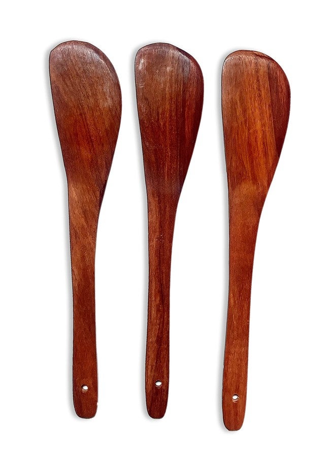 XML Spatula Set for Non-Stick Pan and Tawa Handmade Natural Wooden For Kitchen Accessories Items Tools Wood Turner for Frying, Non-Scratch Cookware Long Handle for Healthy Cooking Utensils (Pack of 3) - Image 1